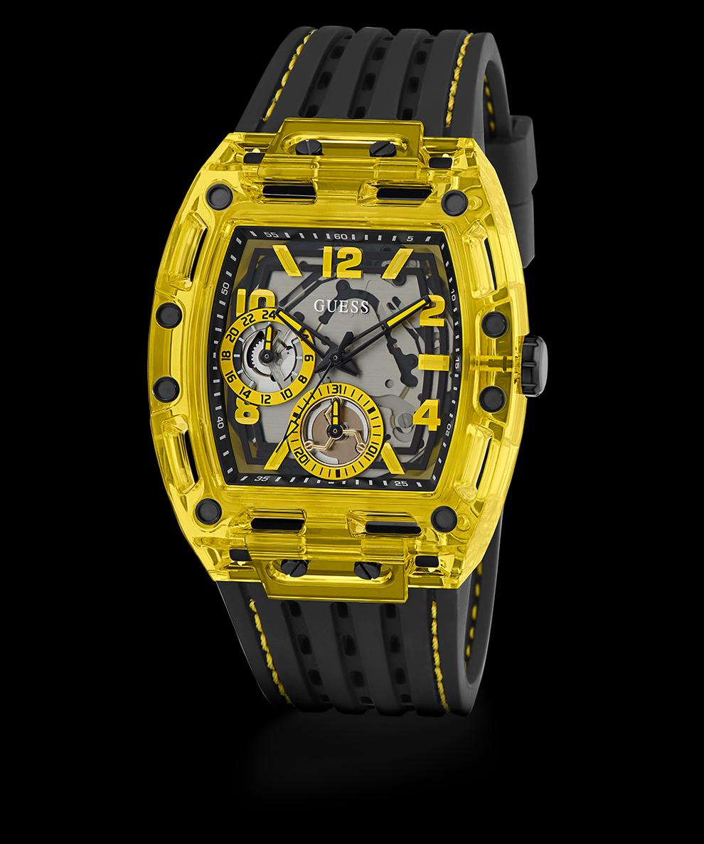 Guess Skeleton Yellow Black Dial