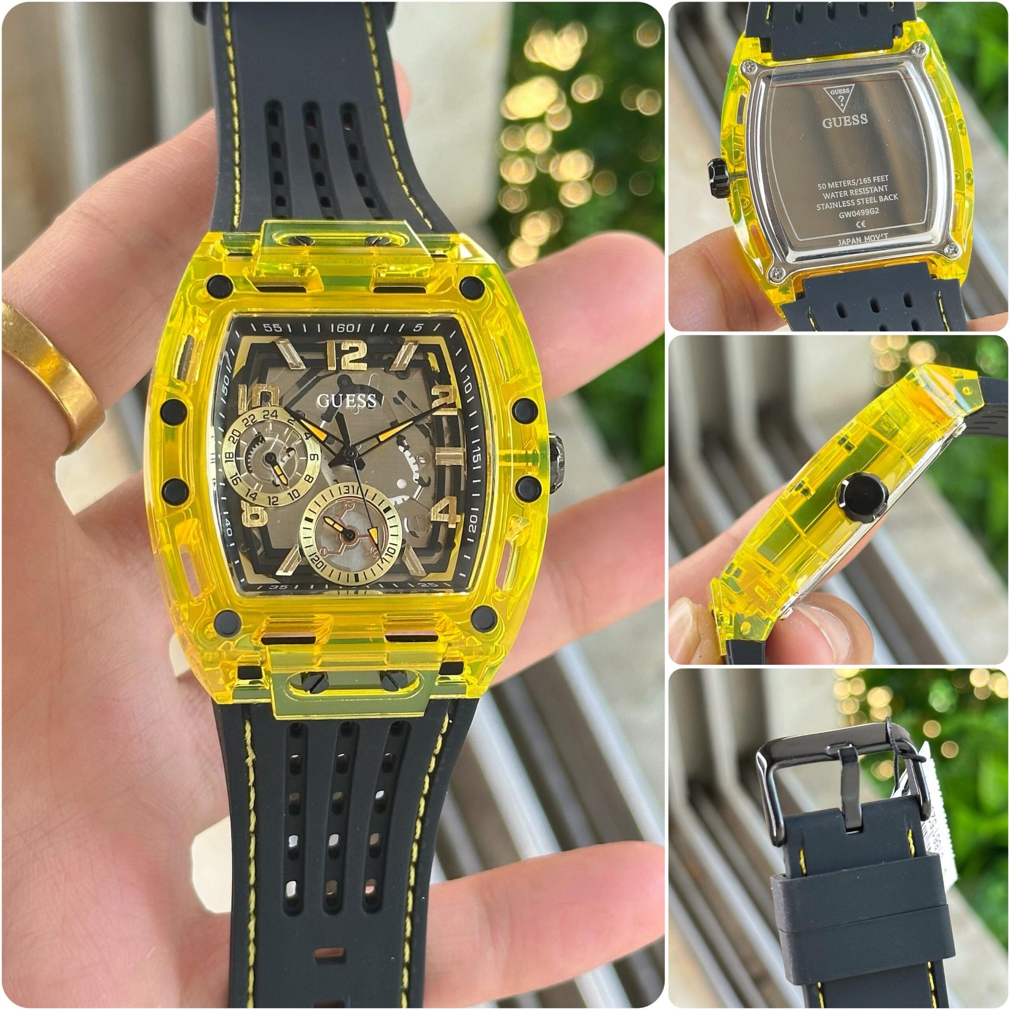 Guess Skeleton Yellow Black Dial