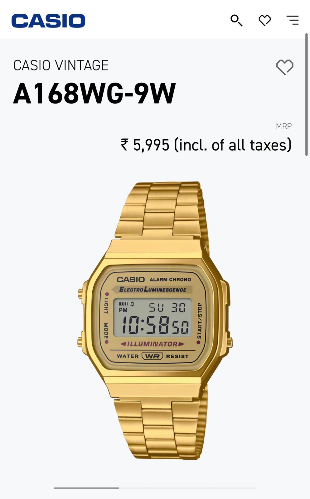 Casio Vintage Digital Gold