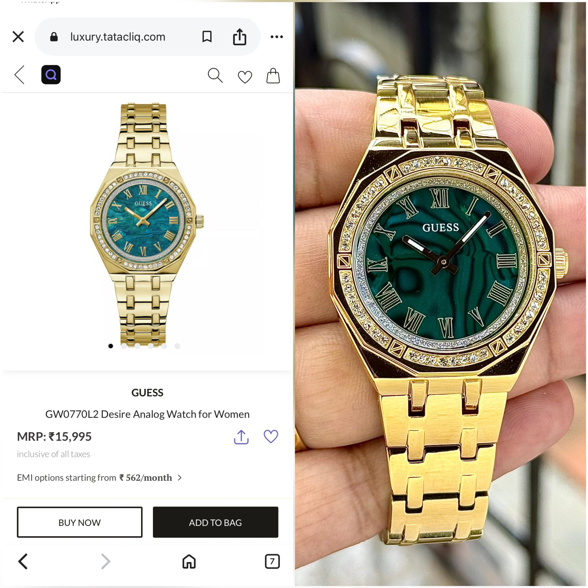 Guess Desire Analog Series Green Dial