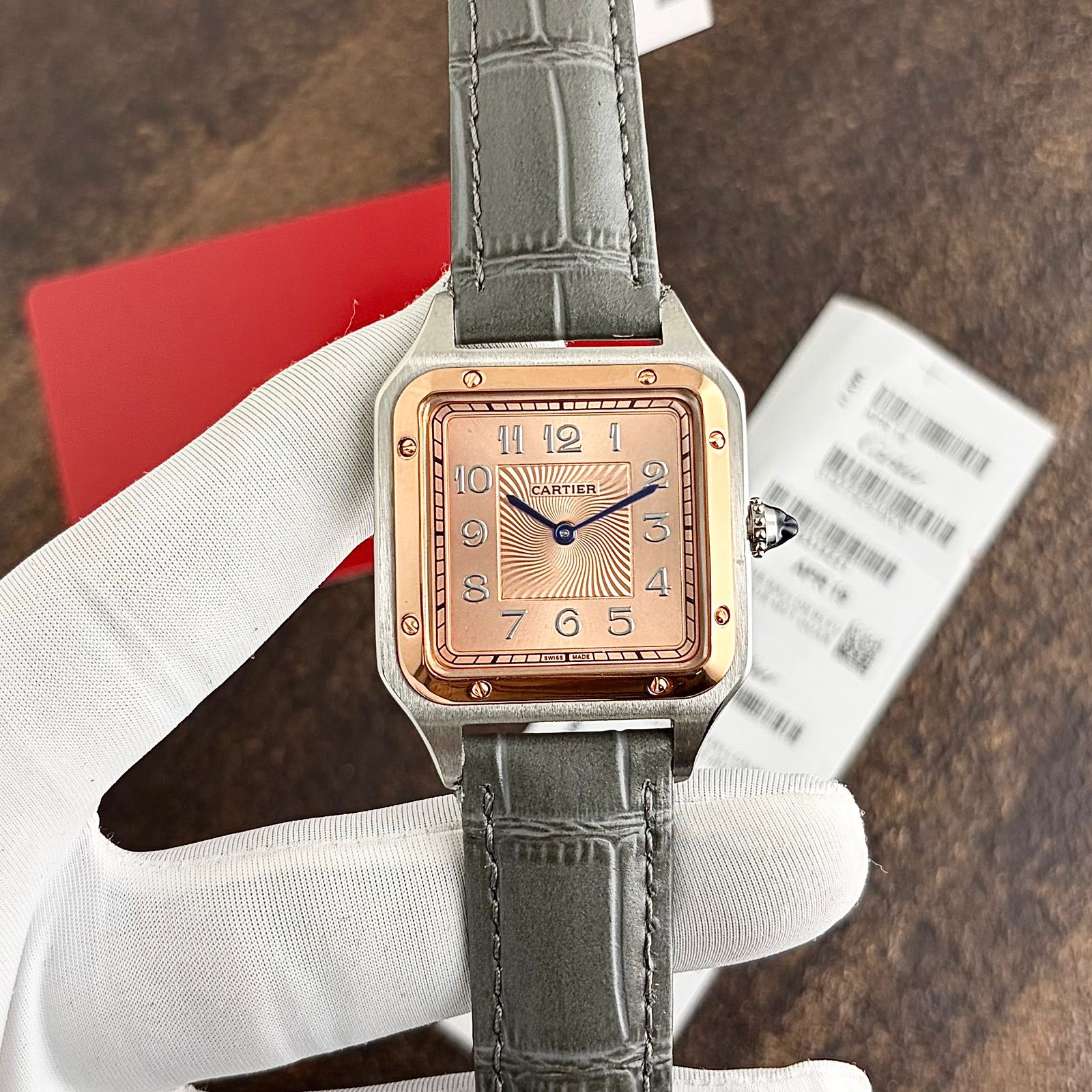 Cartier Santos Dumont Laquer Pink Gold Dial