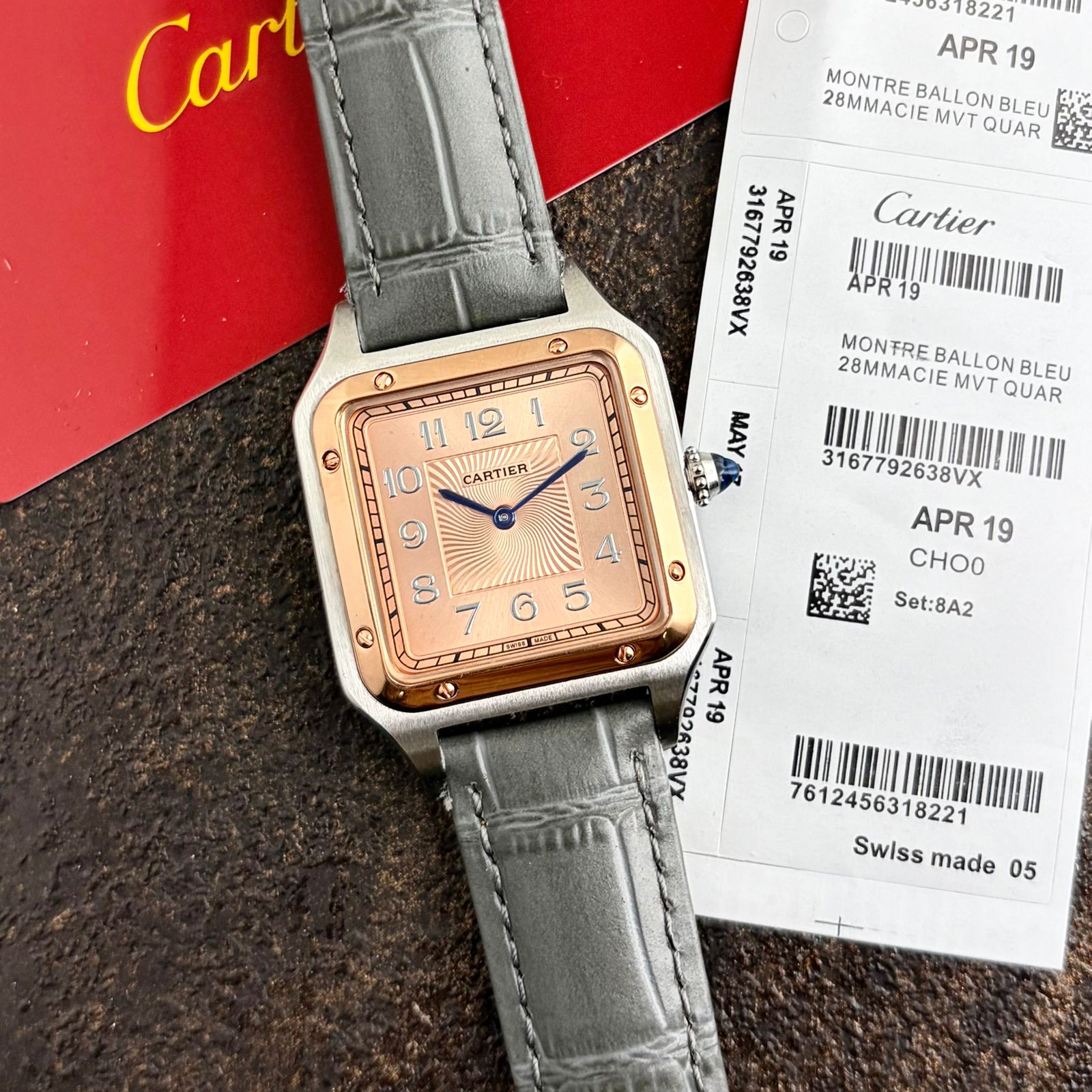 Cartier Santos Dumont Laquer Pink Gold Dial