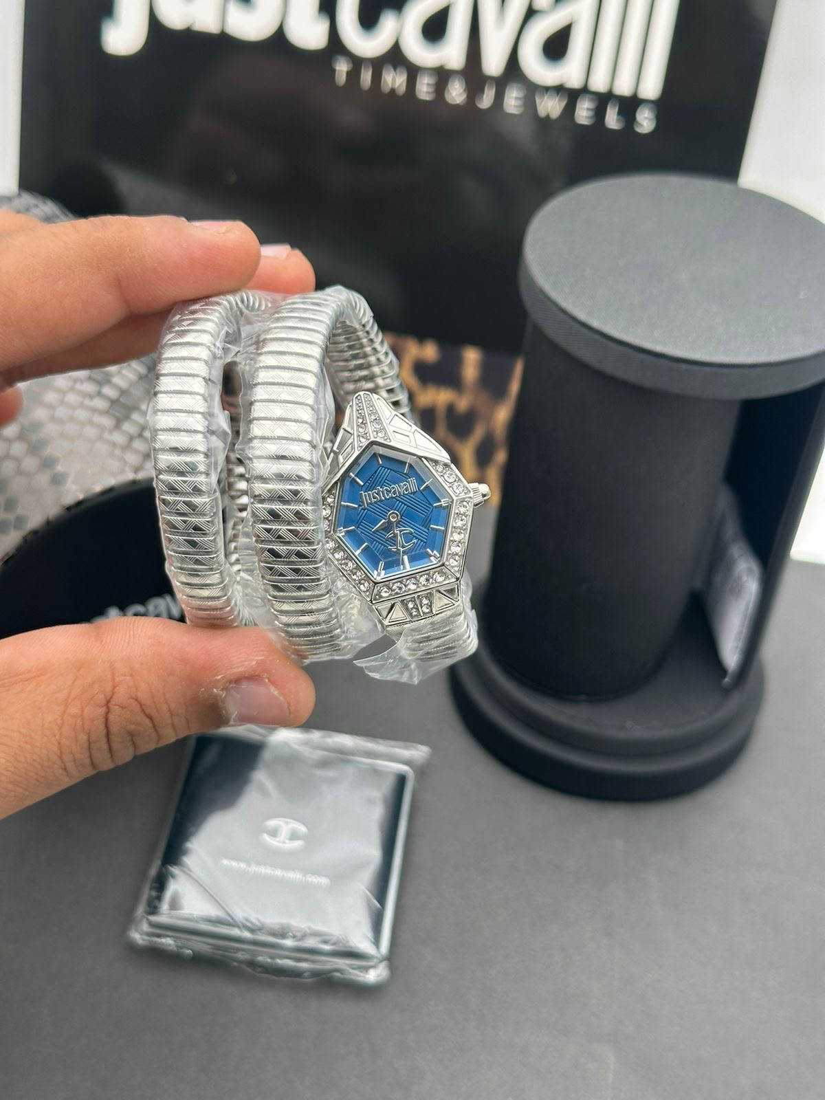Just Cavalli Blue Dial Silver Tone