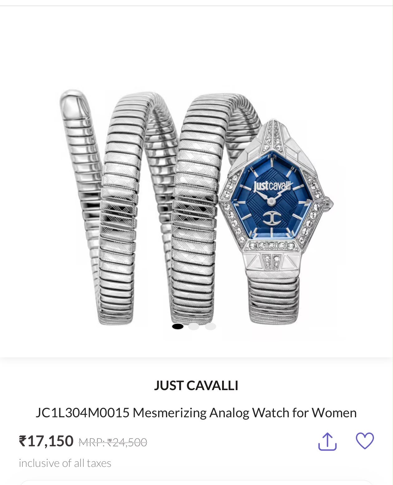 Just Cavalli Blue Dial Silver Tone