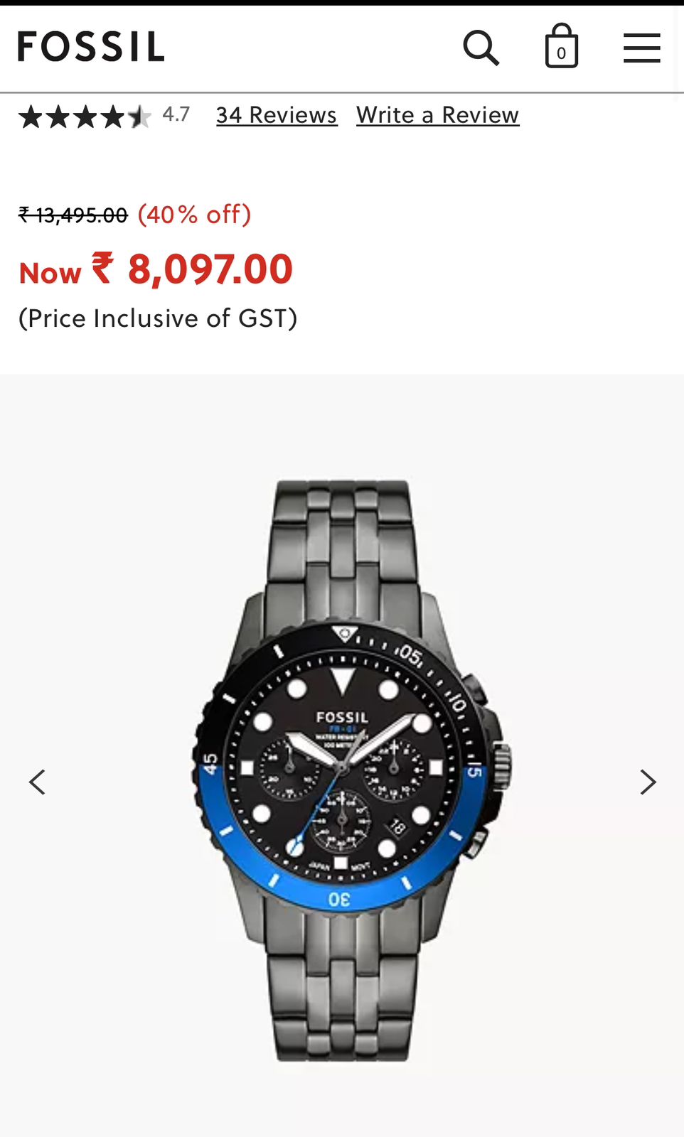 Fossil FB-01 Silver Chronograph