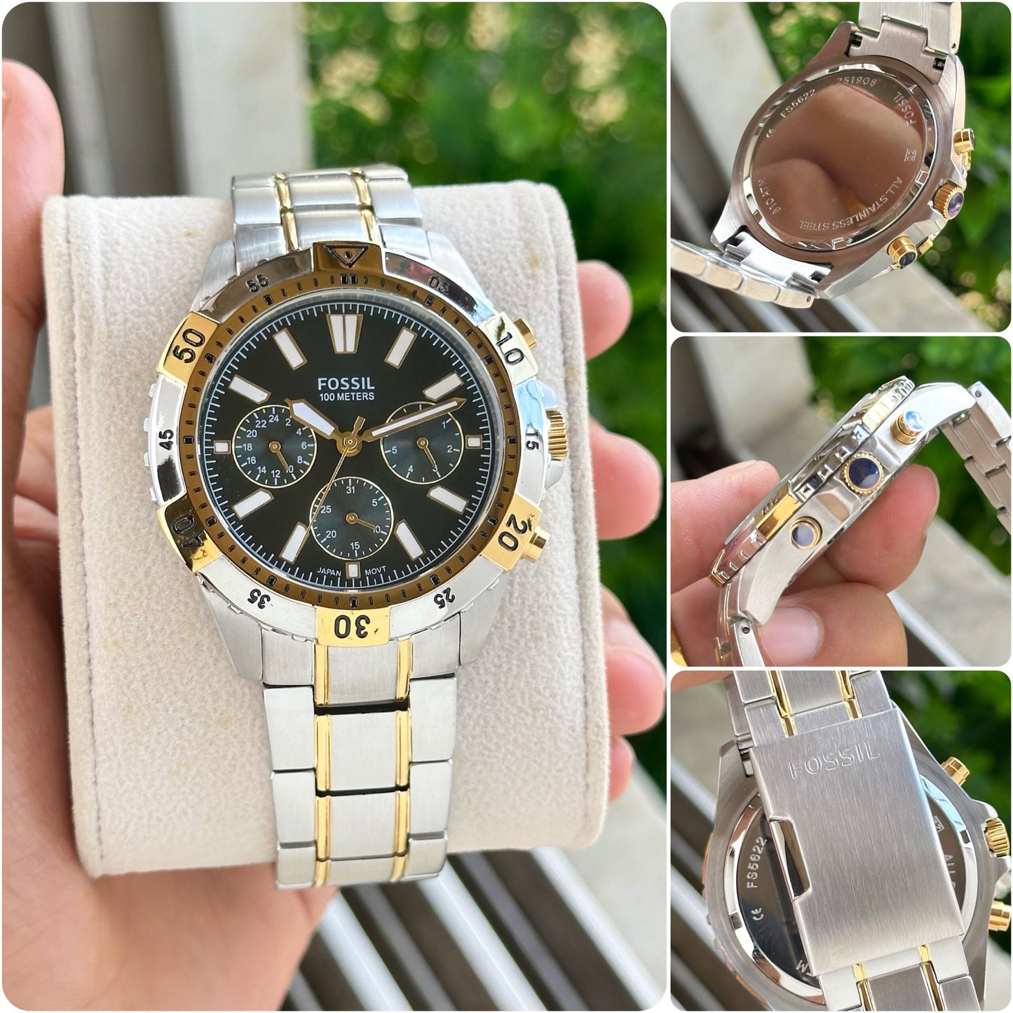 Fossil Chronograph Green Dial