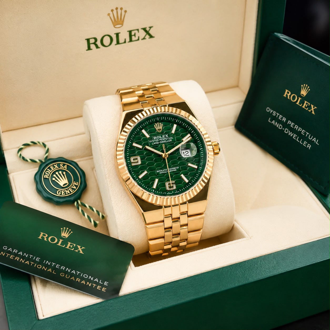 Rolex Gold Green Dial Quartz