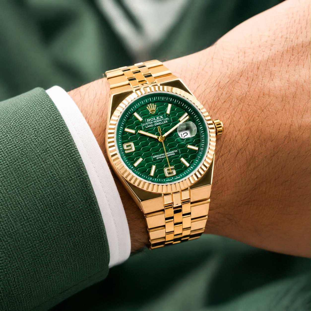 Rolex Gold Green Dial Quartz
