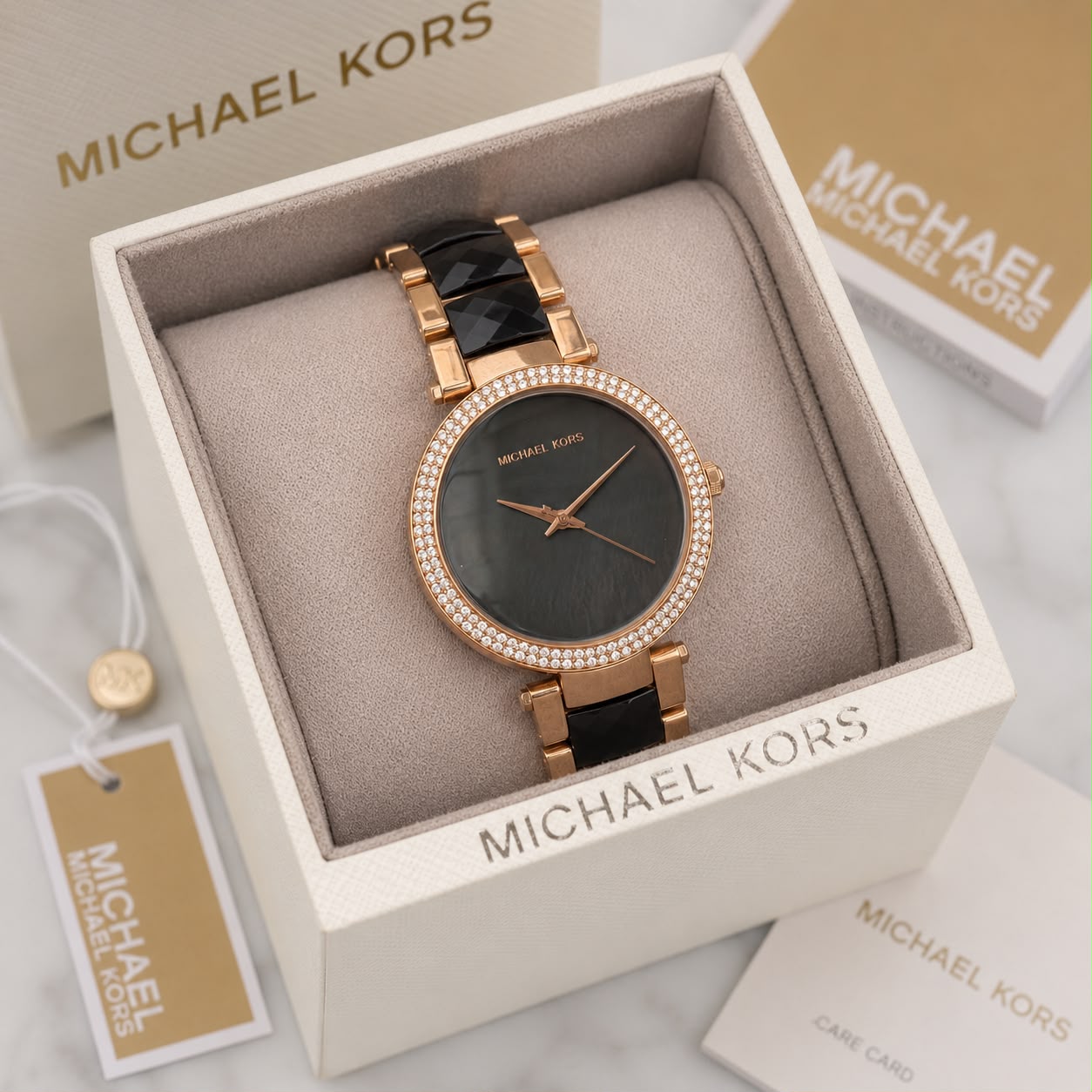 Michael Kors Black Marble-Effect Dial