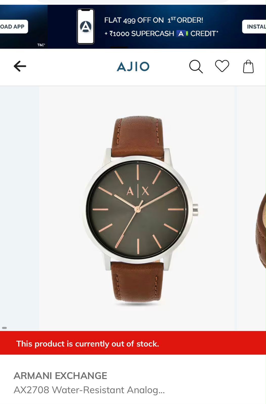 Armani Exchange Black Dail Quartz