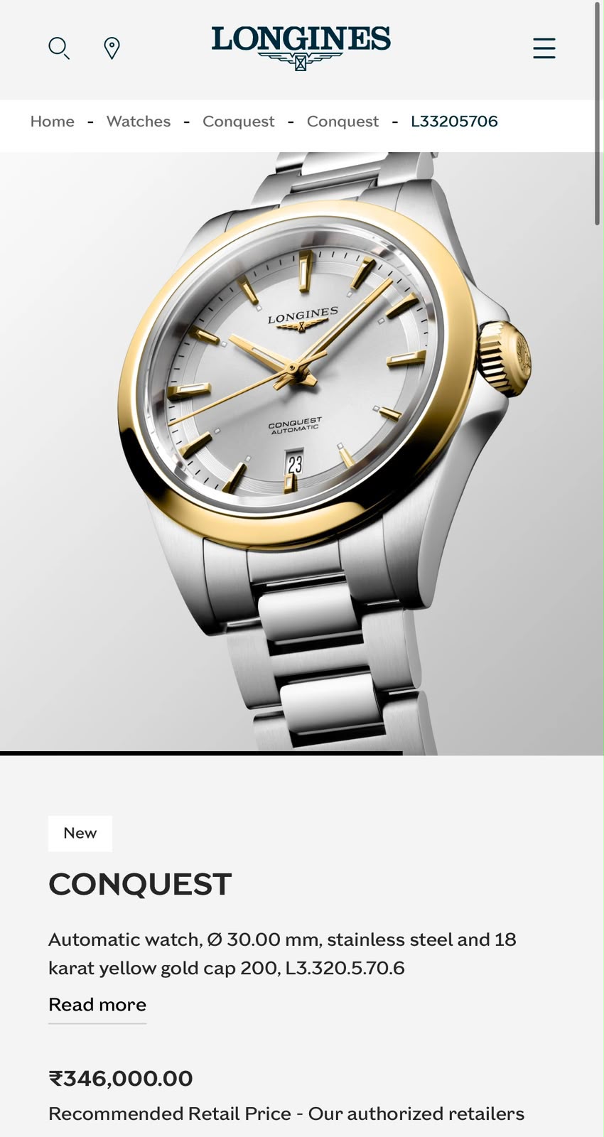 Longines Golden Tone Quartz Dial