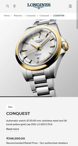 Longines Golden Tone Quartz Dial