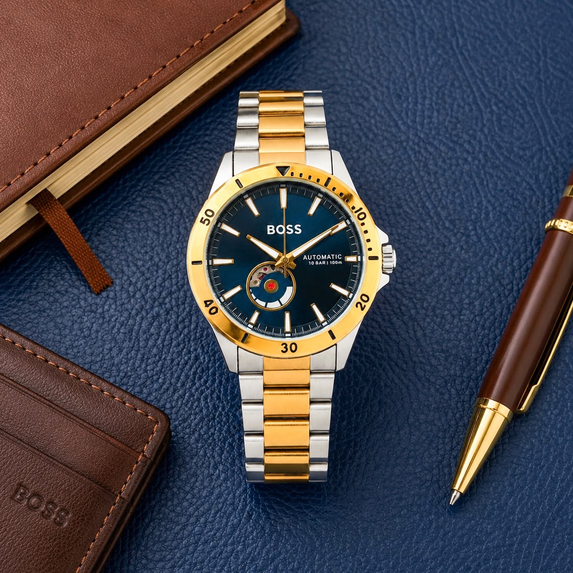 Boss Automatic Two Tone Open Heart