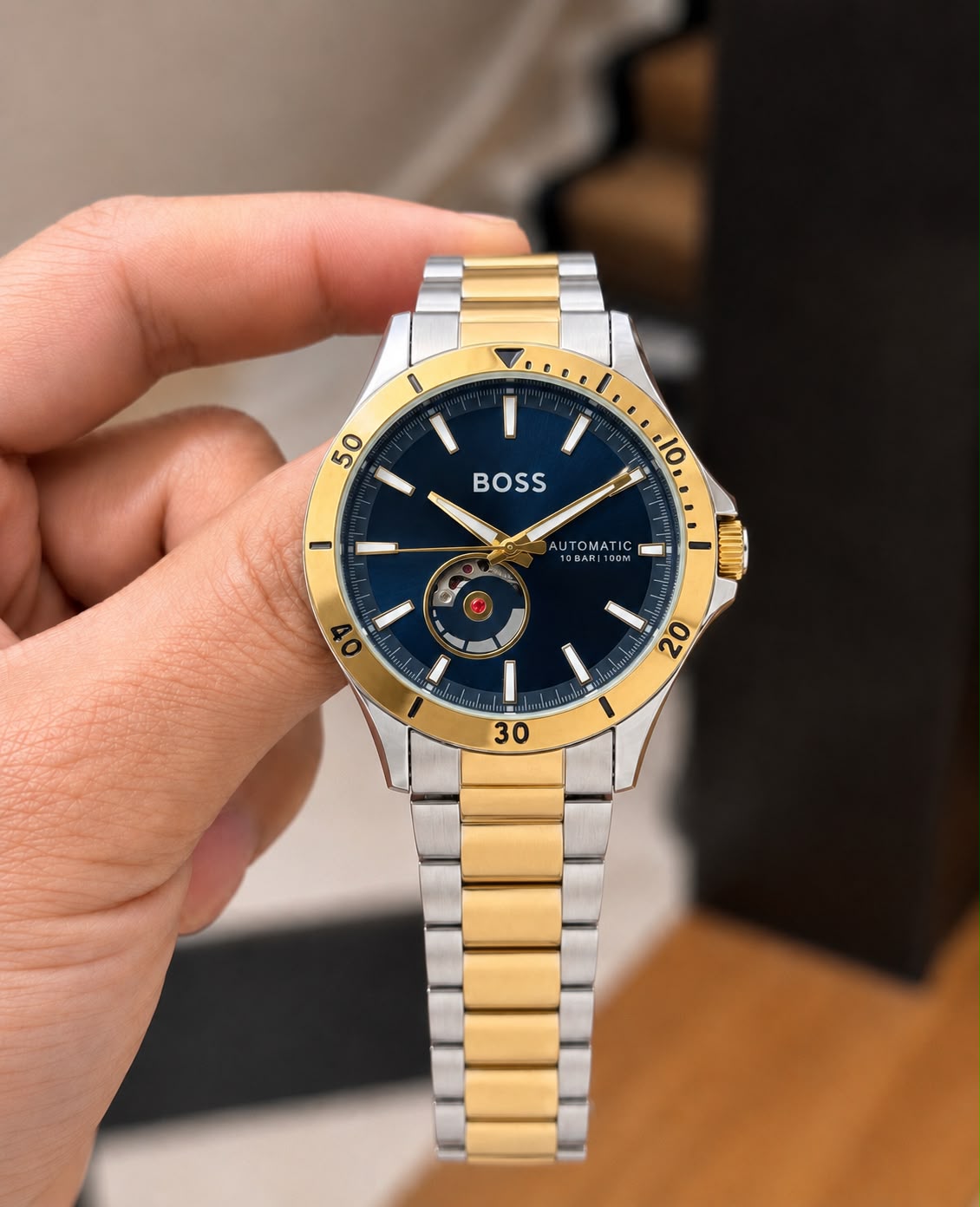 Boss Automatic Two Tone Open Heart
