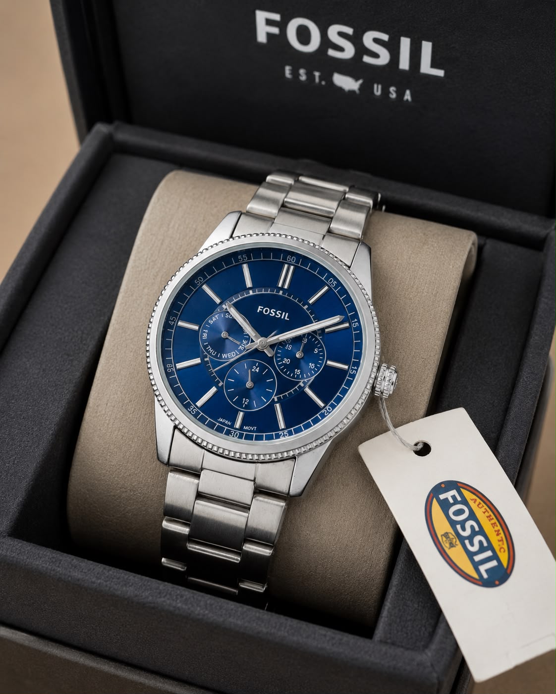 Fossil Blue Dial Quartz Chrono