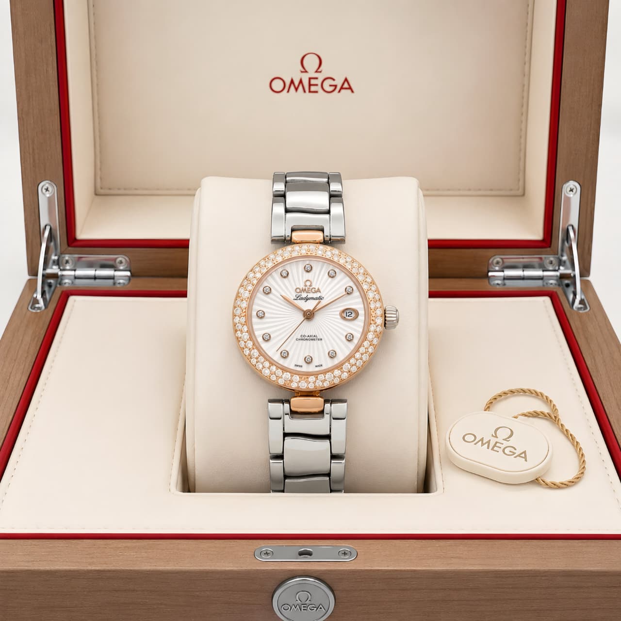 Omega White Sunburst Dial Diamond Edition