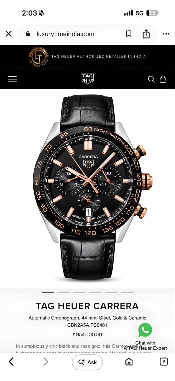 Tag Heuer Black Carrera Chronograph