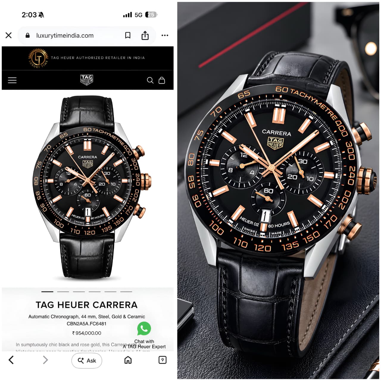 Tag Heuer Black Carrera Chronograph