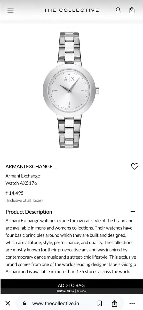 Armani Exchange White Sunray Dial