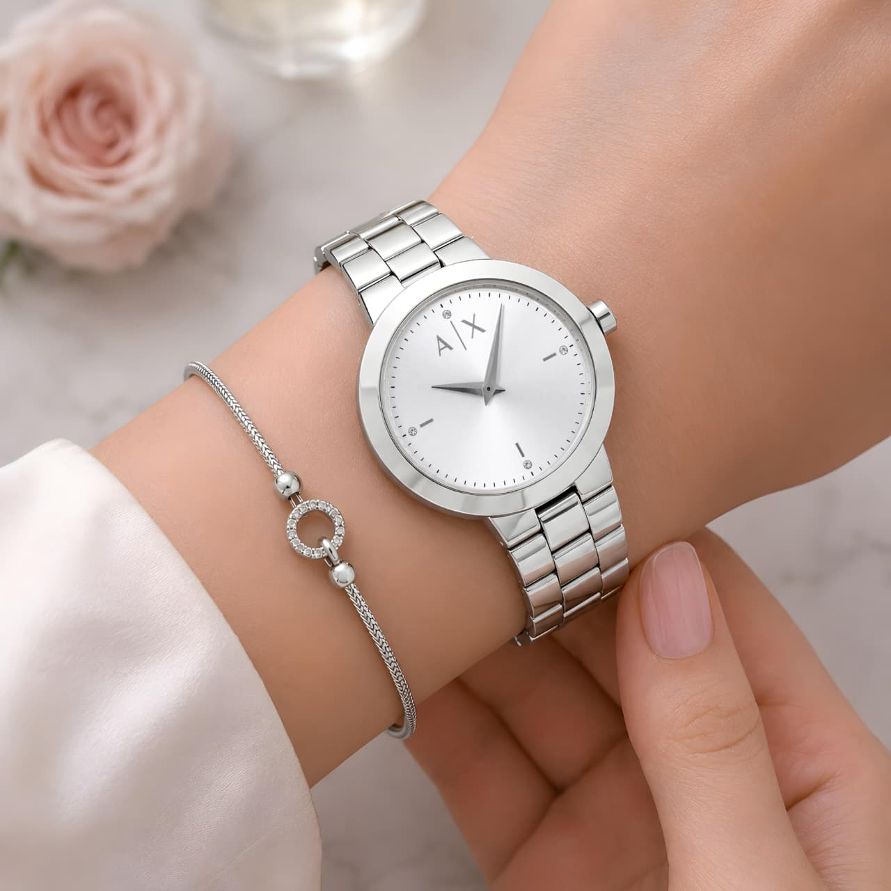 Armani Exchange White Sunray Dial