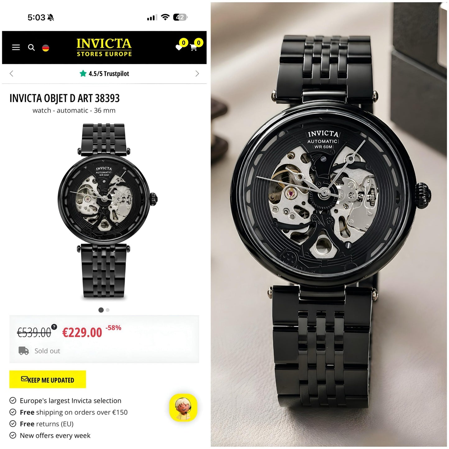 Invicta Skeleton Automatic Black