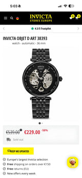 Invicta Skeleton Automatic Black