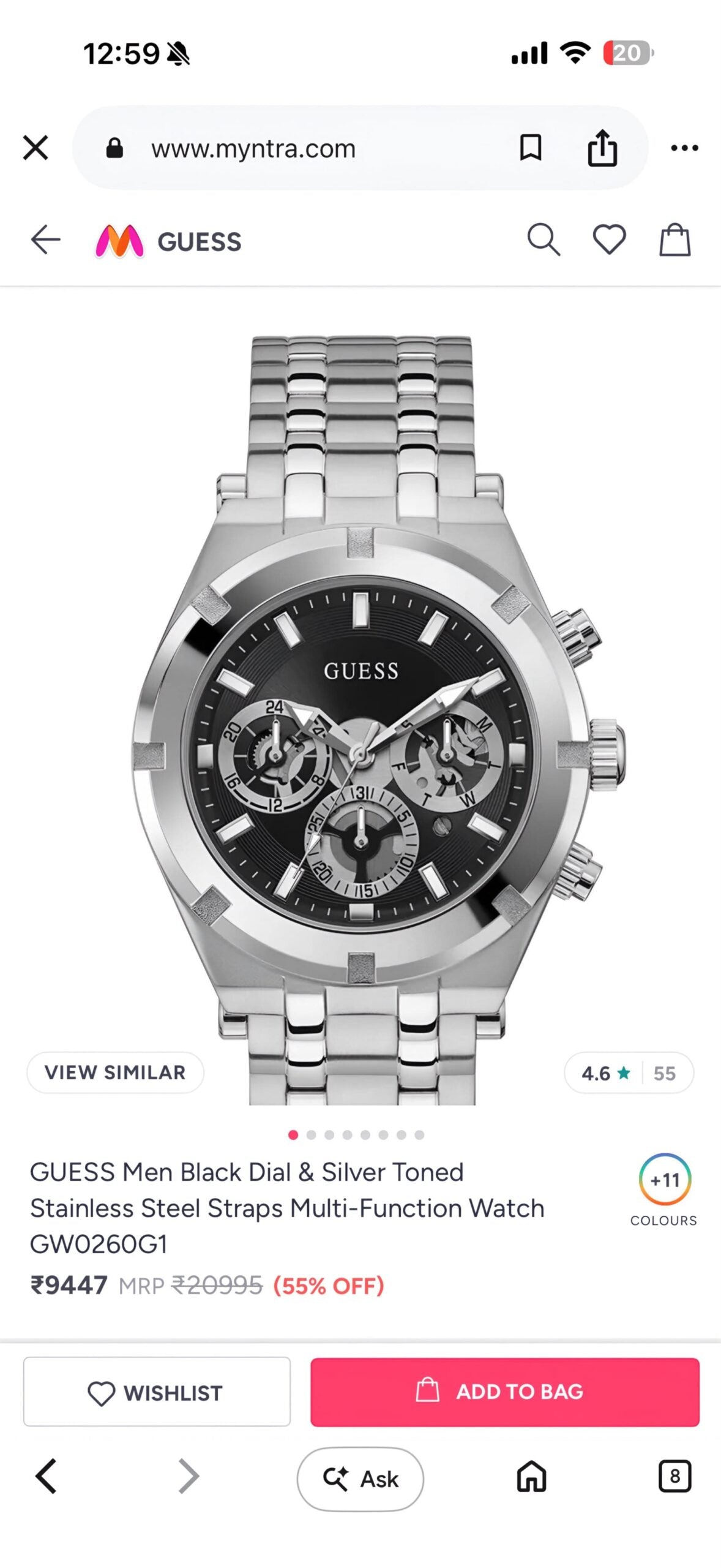Guess Black Multifunction Dial Chronograph