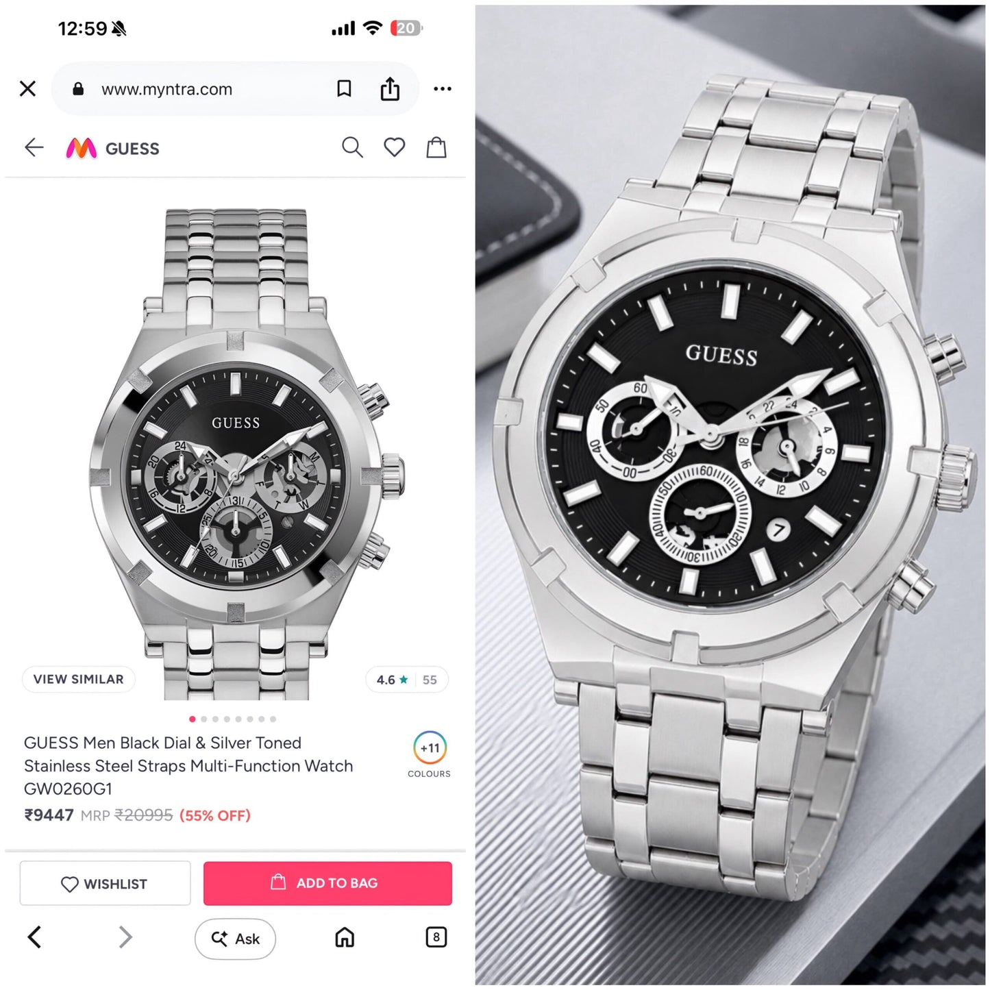 Guess Black Multifunction Dial Chronograph