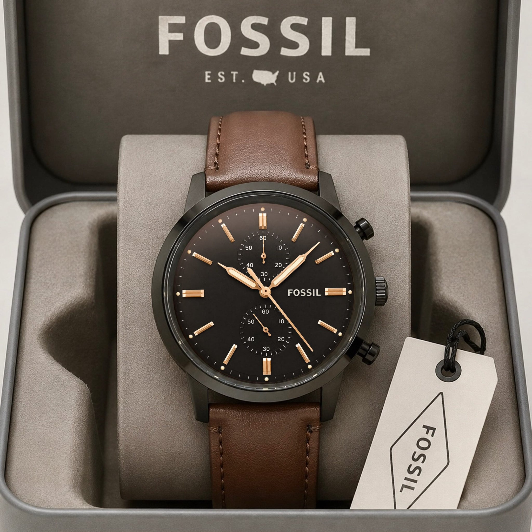 Fossil Brown Sunburst Dial Chronograph