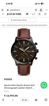 Fossil Brown Sunburst Dial Chronograph