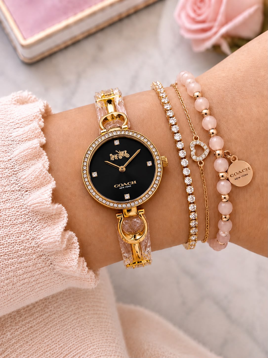 Coach Park Carnation Black Dial
