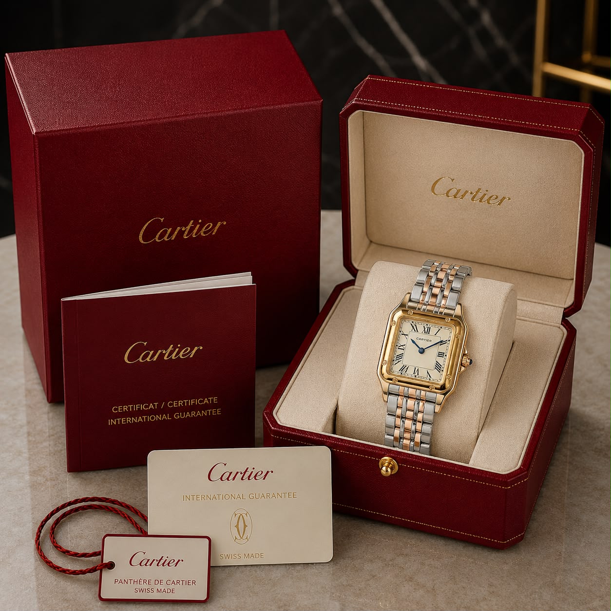 Cartier Santos Two Tone White Dial