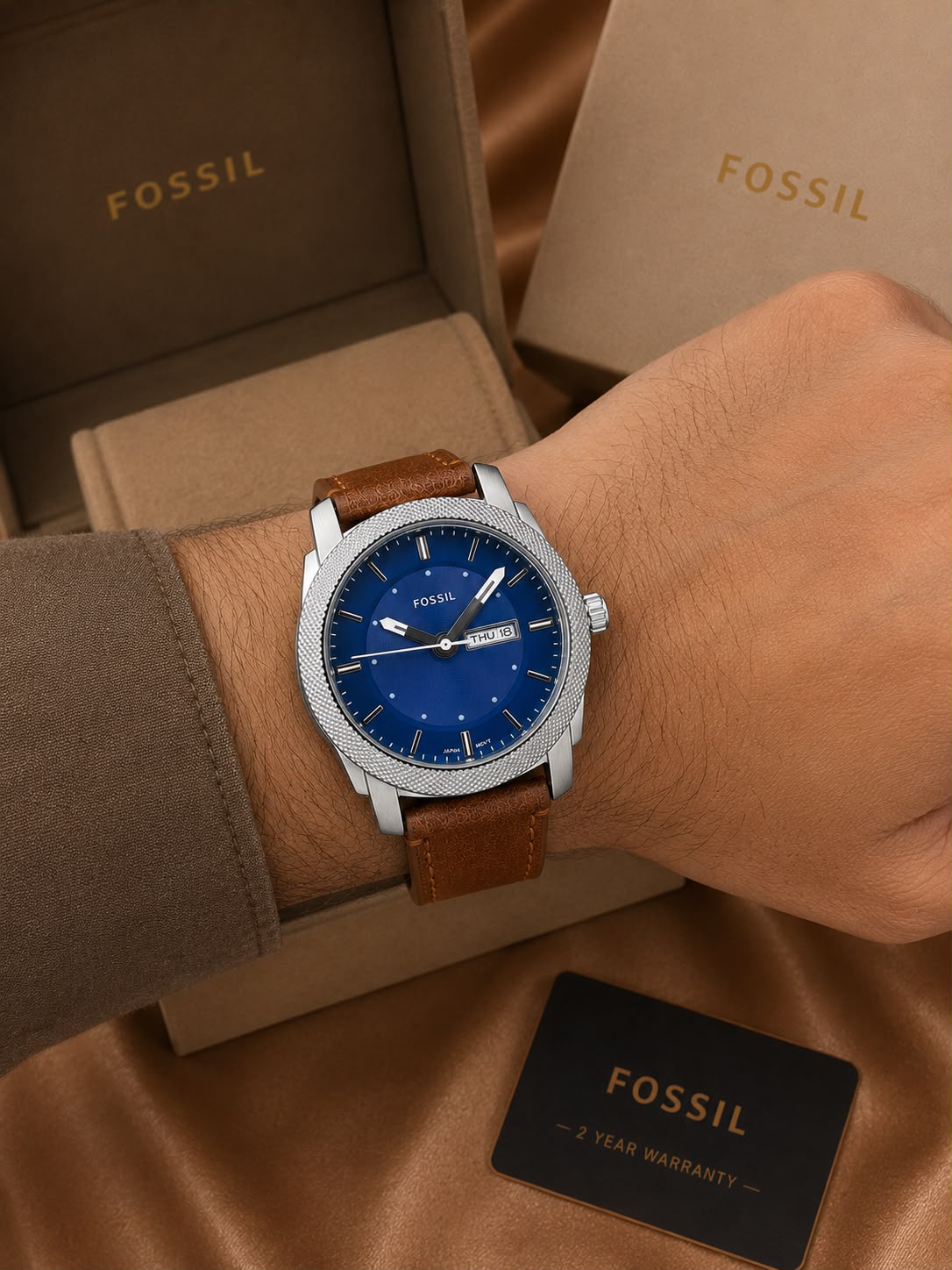 Fossil Blue Sunburst Dial Quartz