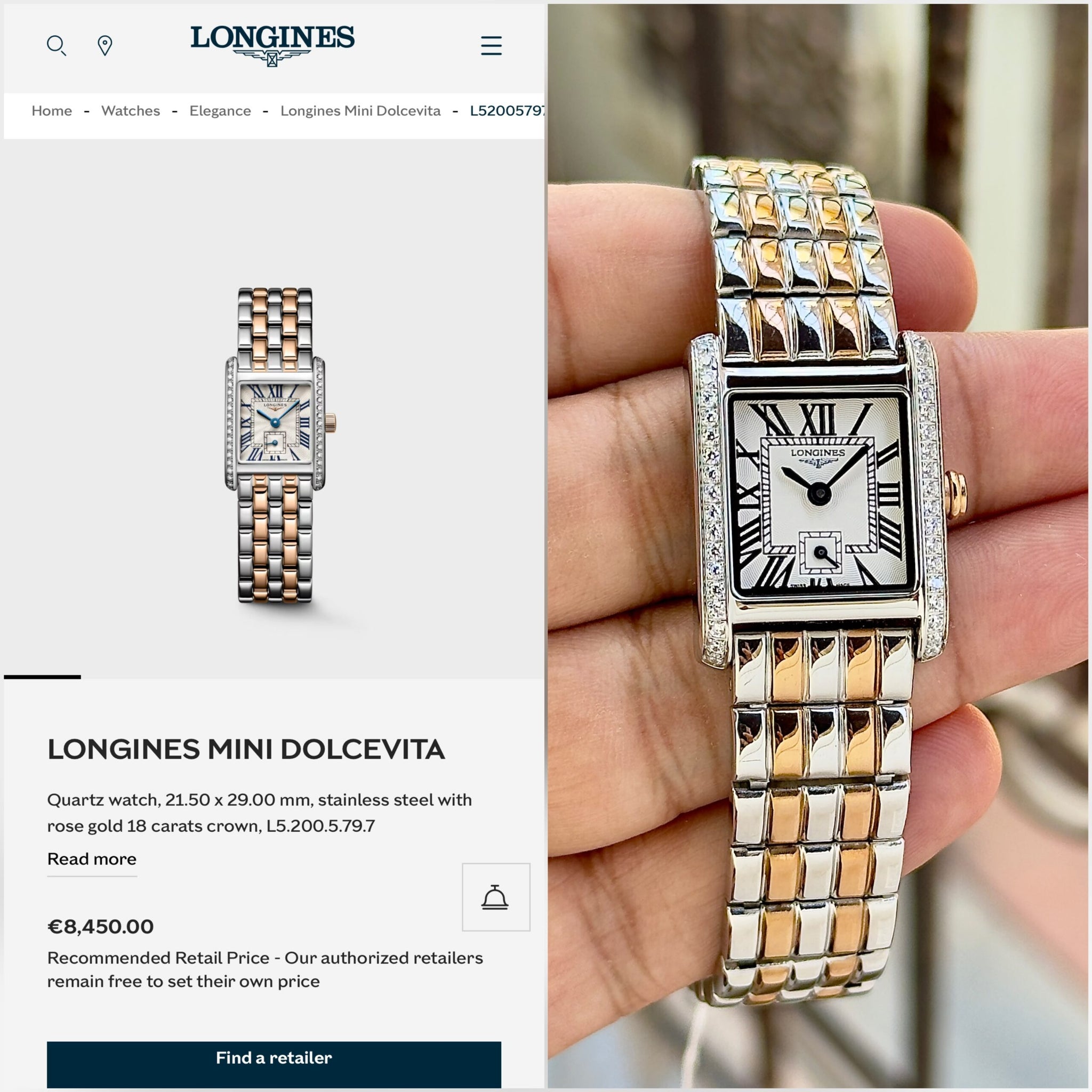 Longines Mini DolceVita Silver Textured