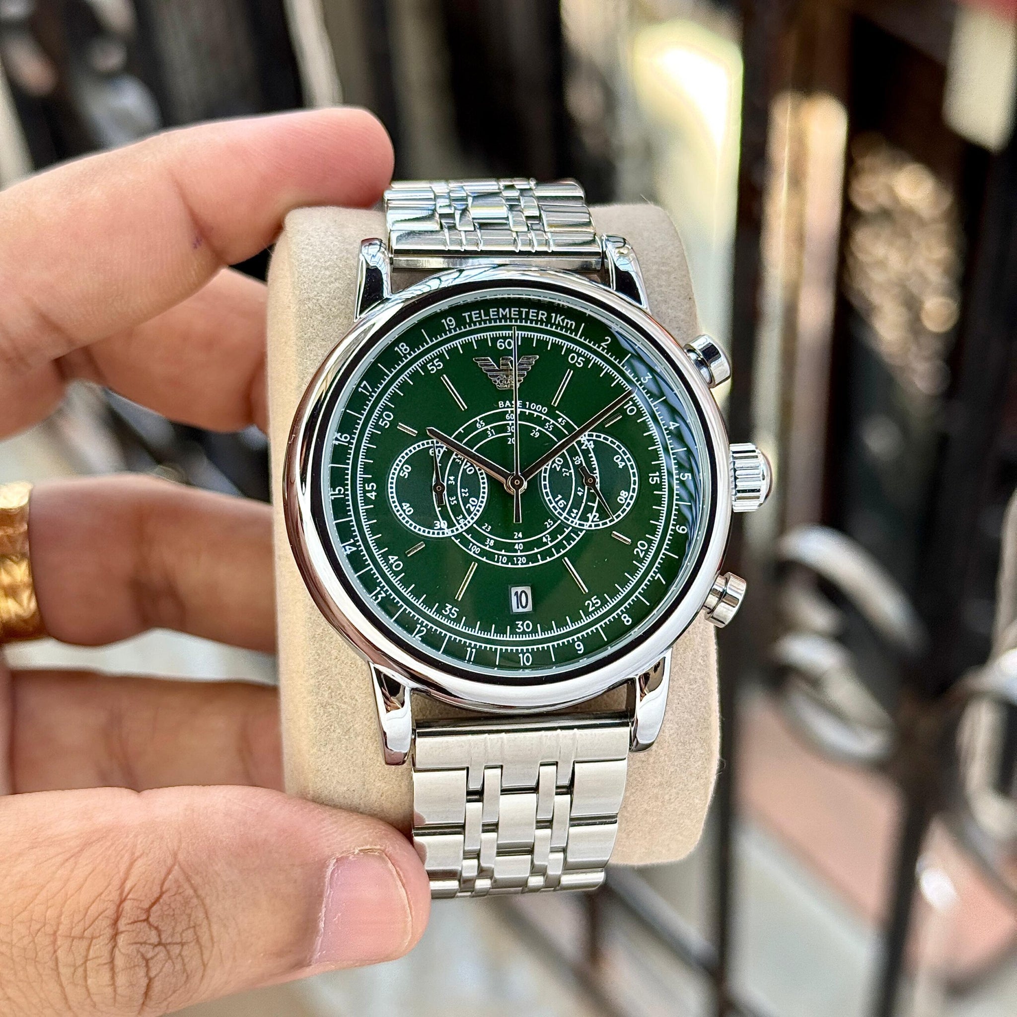 Emporio Armani Classic Green Dial Chronograph
