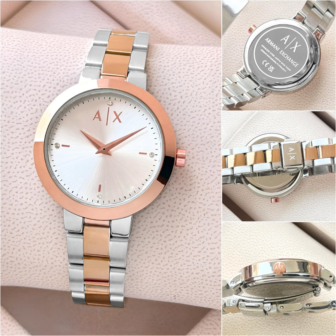 Armani Exchange Two Tone White Sunray Dial
