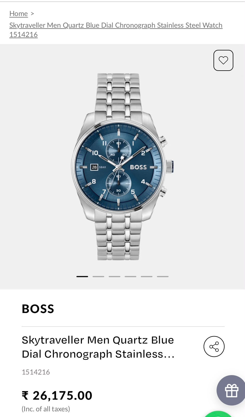 Hugo Boss Skytraveller Chronograph Blue Dial