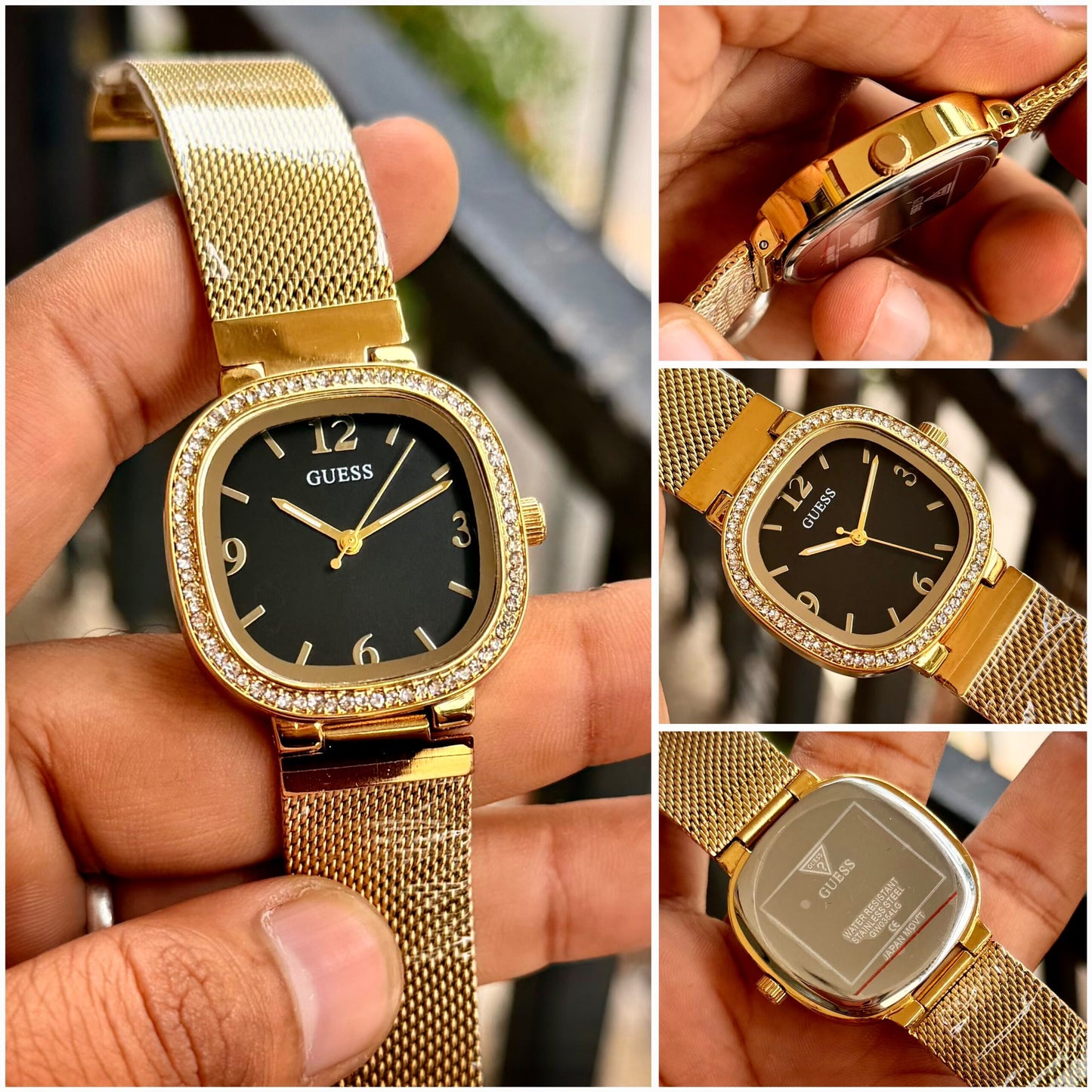 Guess Square Golden Tone Quartz