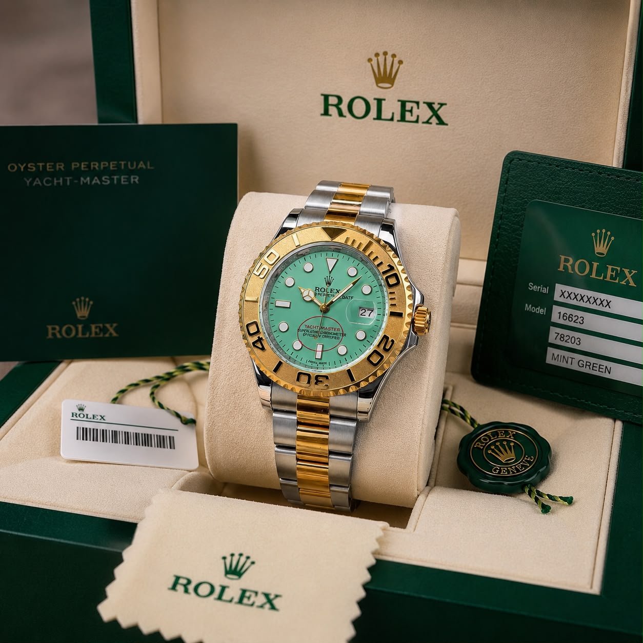 Rolex Green Dial Silver Quartz
