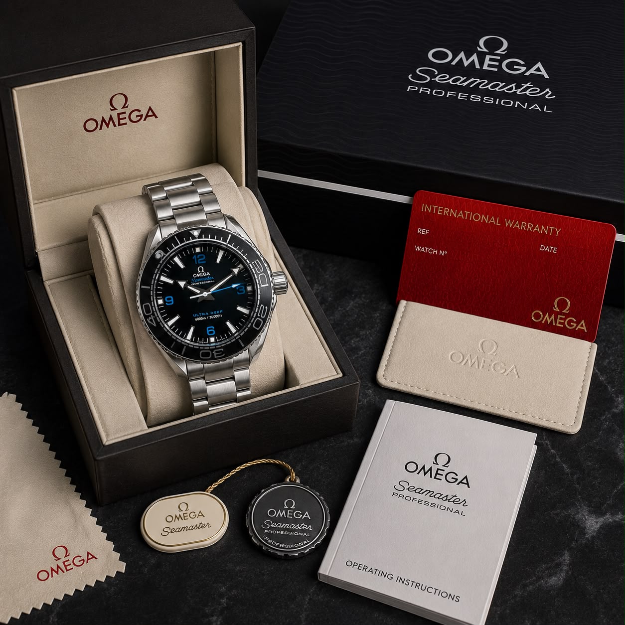 Omega Automatic Silver Black Dial