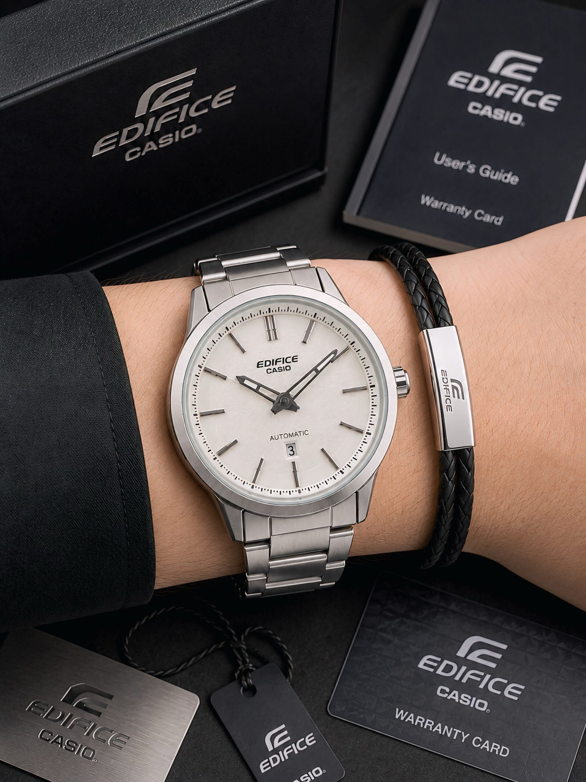 Edifice Casio Silver White Dial