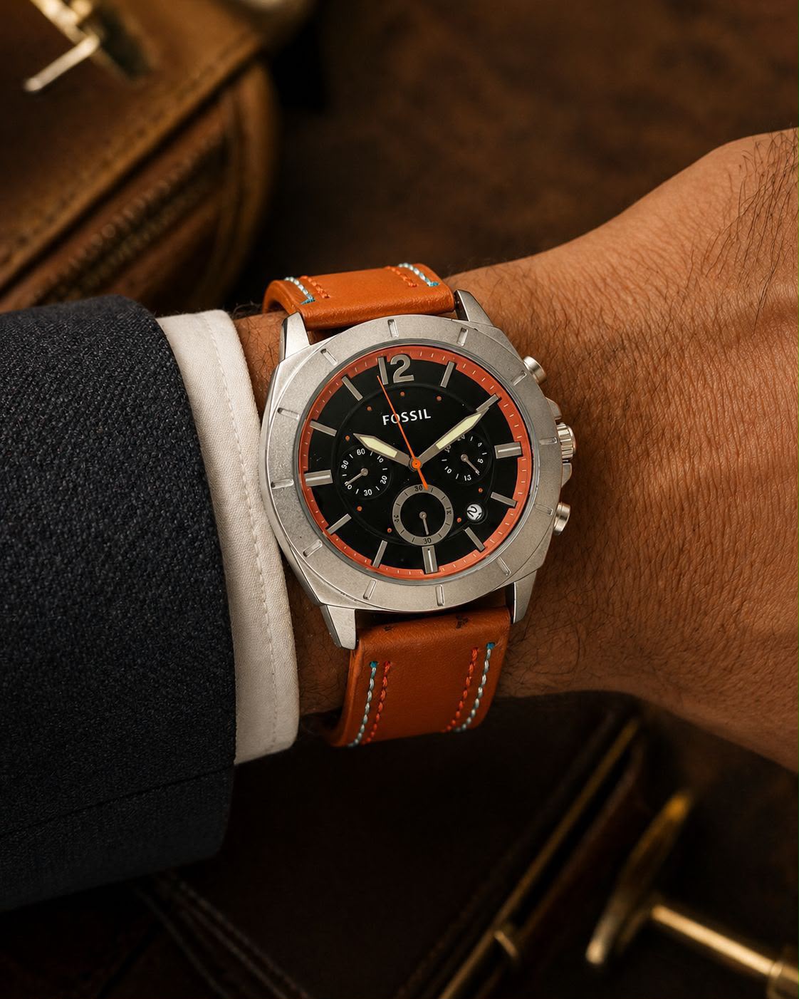 Fossil Brown Black Dial