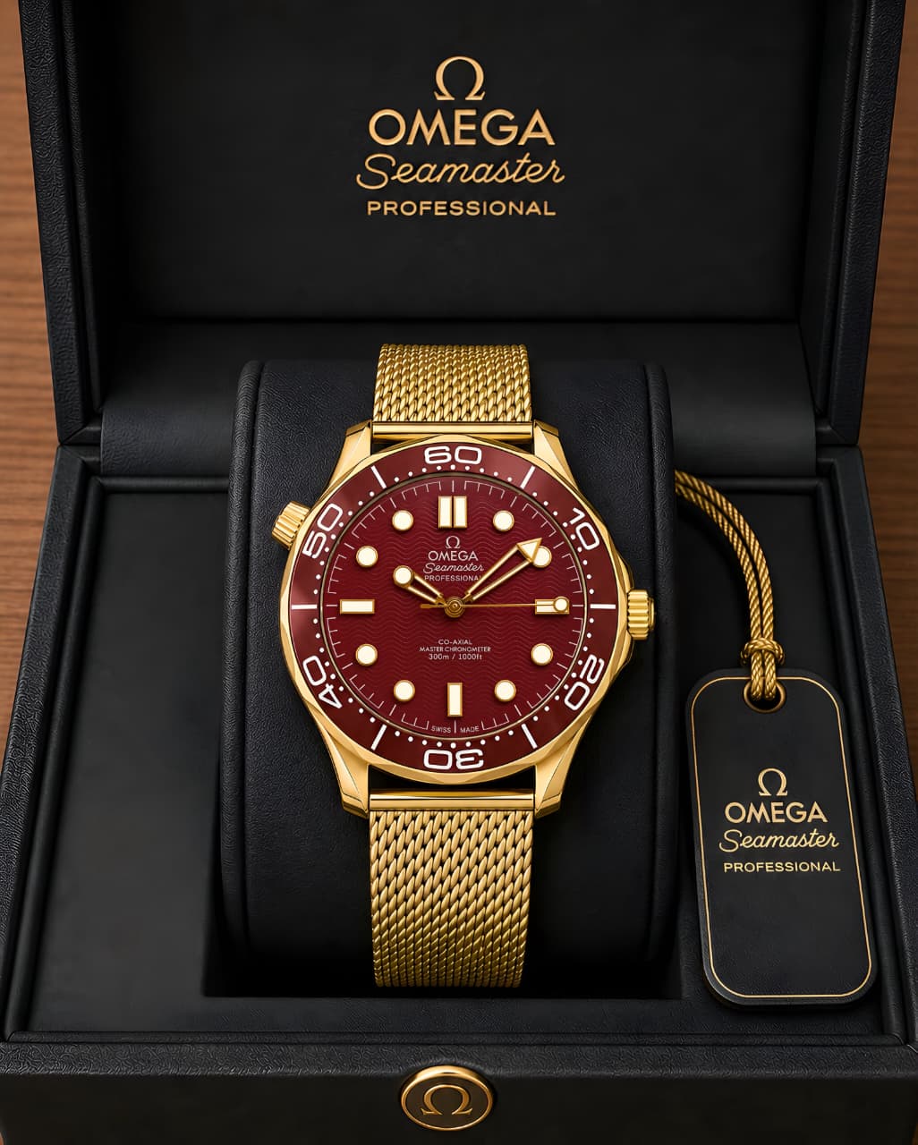 Omega Seamaster Wine Red Wave-Pattern Dial