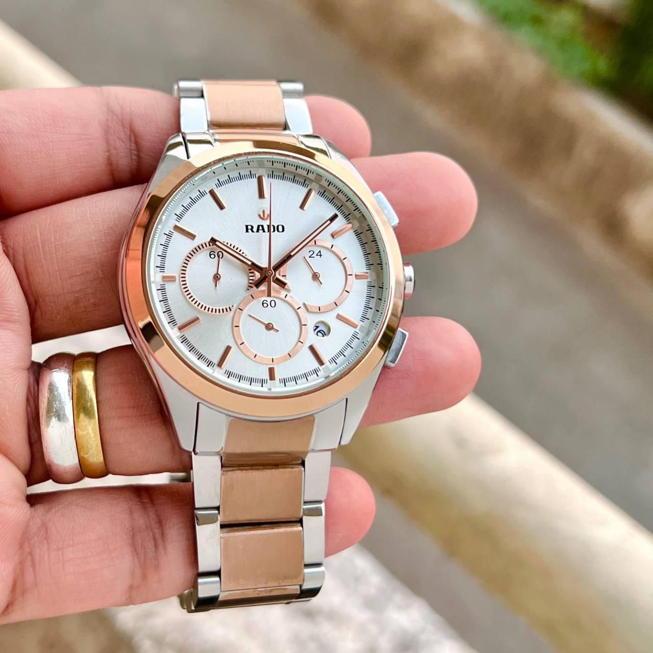 Rado HyperChrome White Golden Dial Chronograph