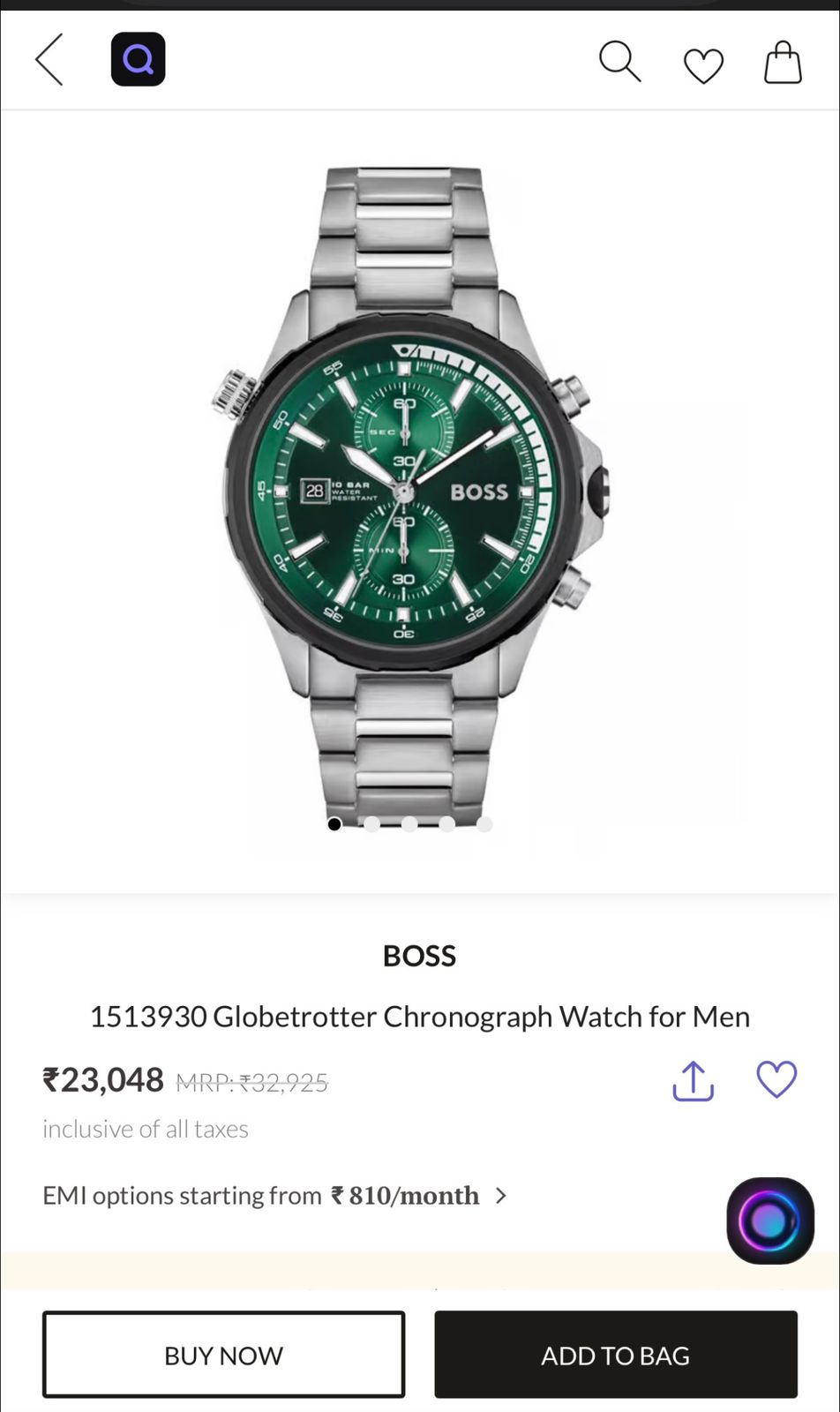 Boss Globetrotter Green Dial Chronograph