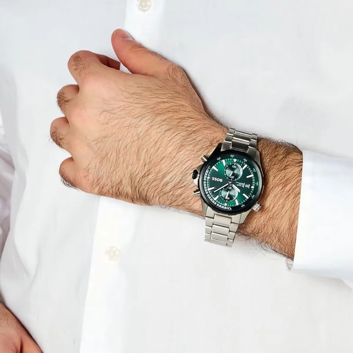 Boss Globetrotter Green Dial Chronograph