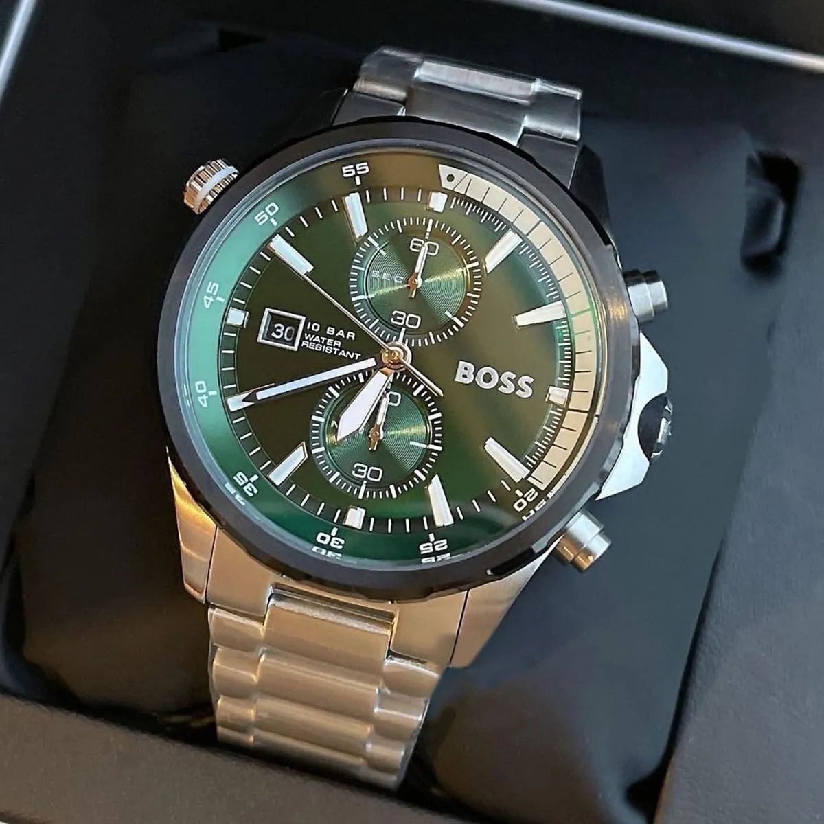 Boss Globetrotter Green Dial Chronograph