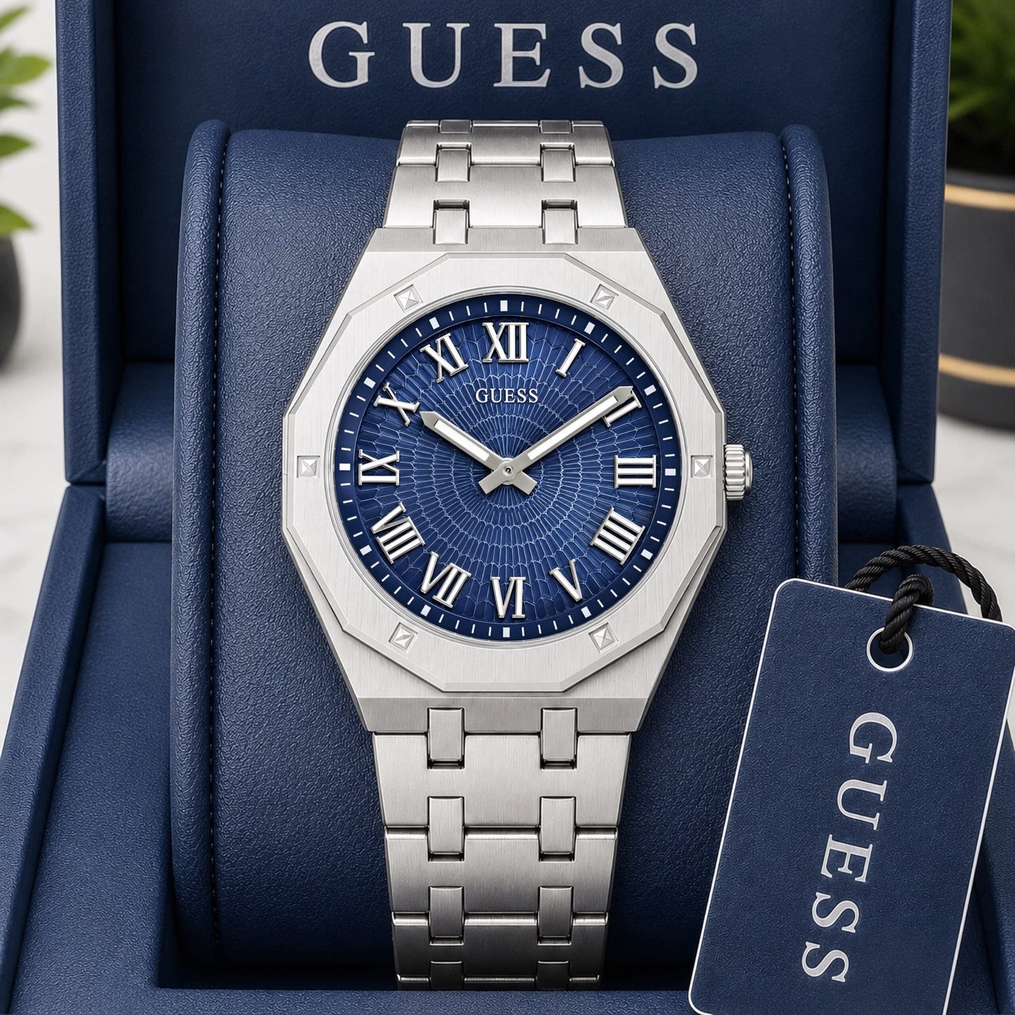 Guess Octagon Roman Blue Quartz