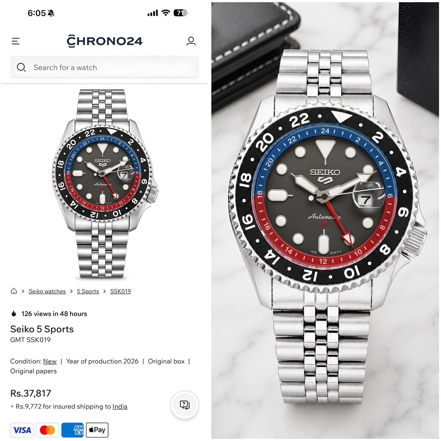Seiko Grey Sunburst Dial Automatic