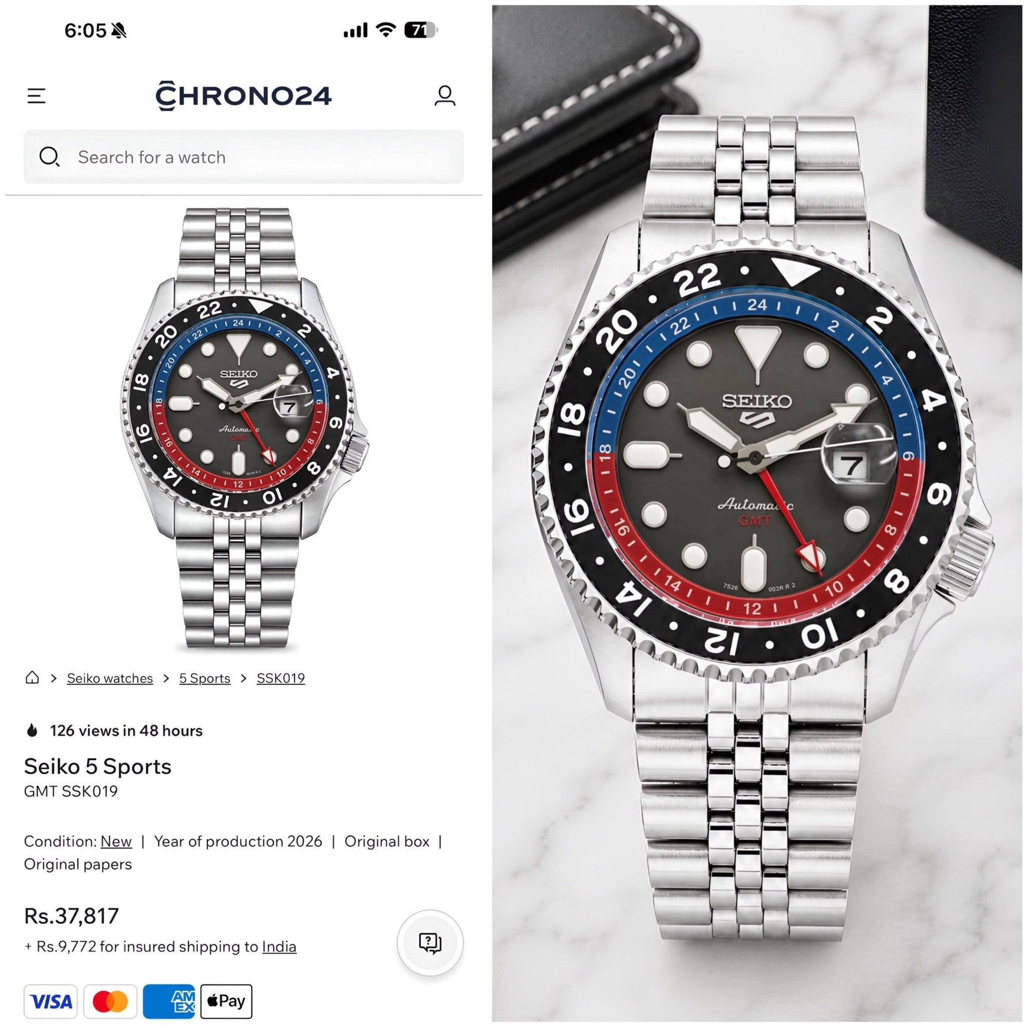 Seiko Grey Sunburst Dial Automatic